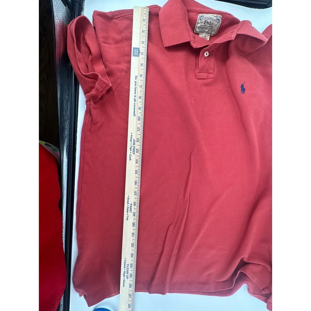 Polo Ralph Lauren Mens XL Custom Slim Fit Short Sleeve Polo Shirt Red Blue Pony